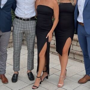 Black strapless VICI dress